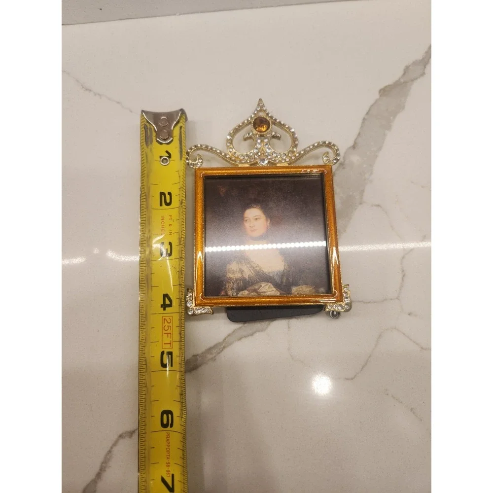 3 Hollywood Regency Mini Frames Ornate Bling Rhinestone Enameled Picture Photo